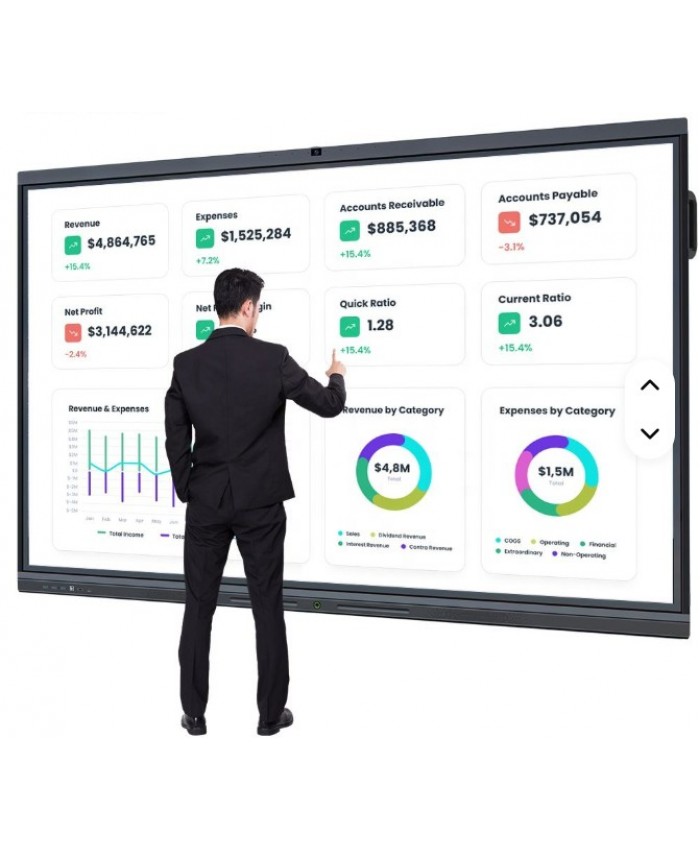 DigiCast 86-Inch 4K Interactive Flat Panel | Android 14 Smart Touch Display for Education & Office | Dual-Band WiFi | 40-Point Infrared Touch | UHD Smart Board