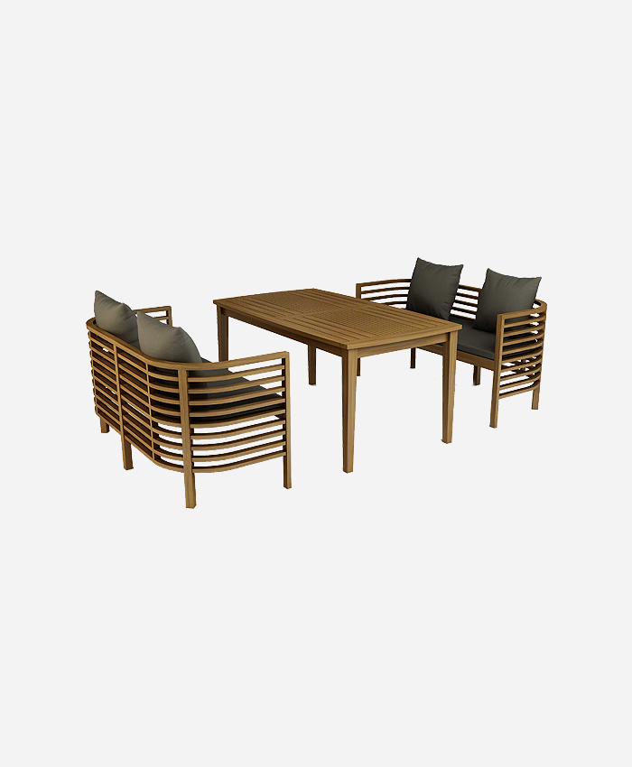 Natural Log Dining Table With 6 Chairs
